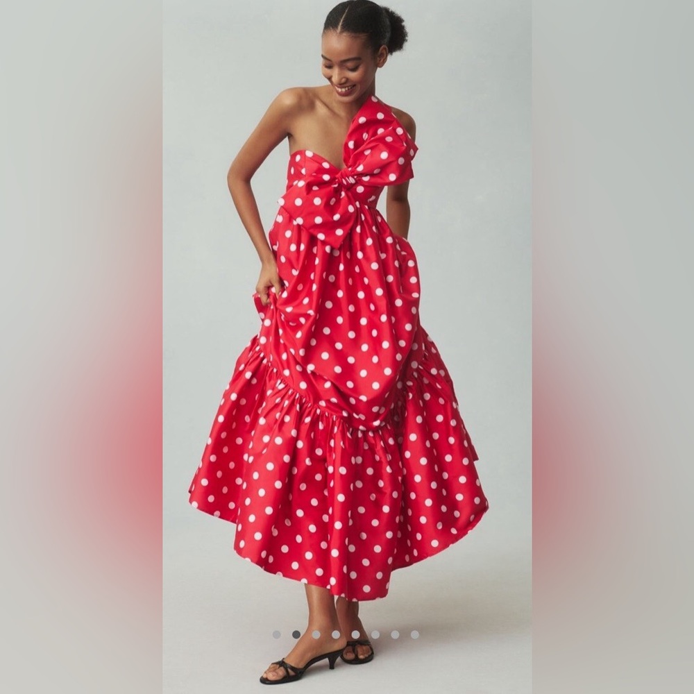 NWT Atsu Sally Bow Red Polka Dot Dress